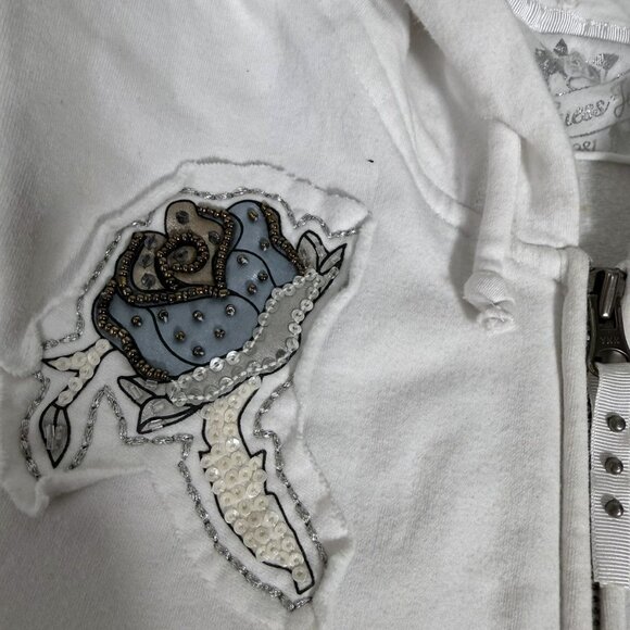 Y2K Guess Jeans Pearls Embroidered Zip-Up Hoodie - Picture 5 of 9